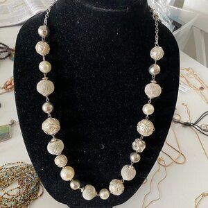 34" Large White Beaded Necklace